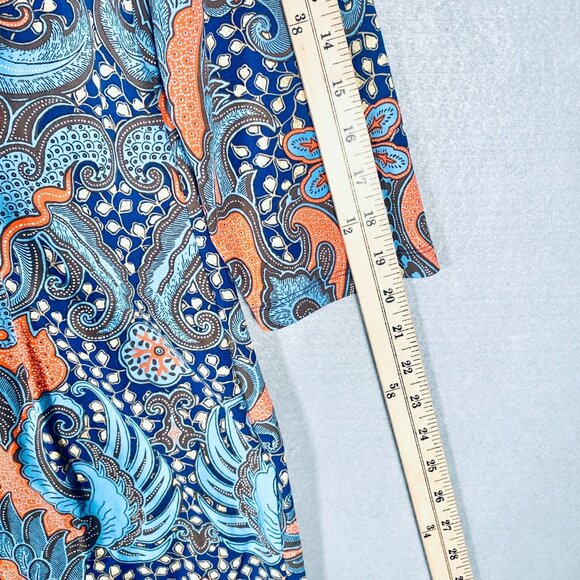 J Mclaughlin Dress Womens XL Blue Stretch Paisley Catalina Cloth Midi - Picture 12 of 14